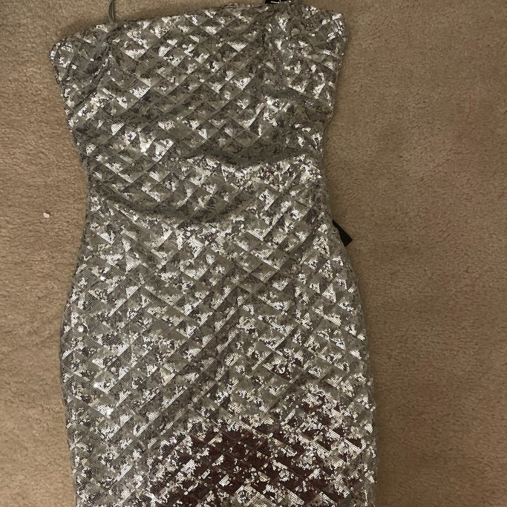 Large Lulus sequin silver body con dress